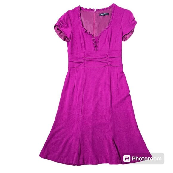 Nanette Lepore Pink Ruffled Empire Waist Dress Size 4 - Picture 1 of 14